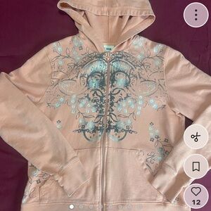 y2k faded glory peach zip up hoodie